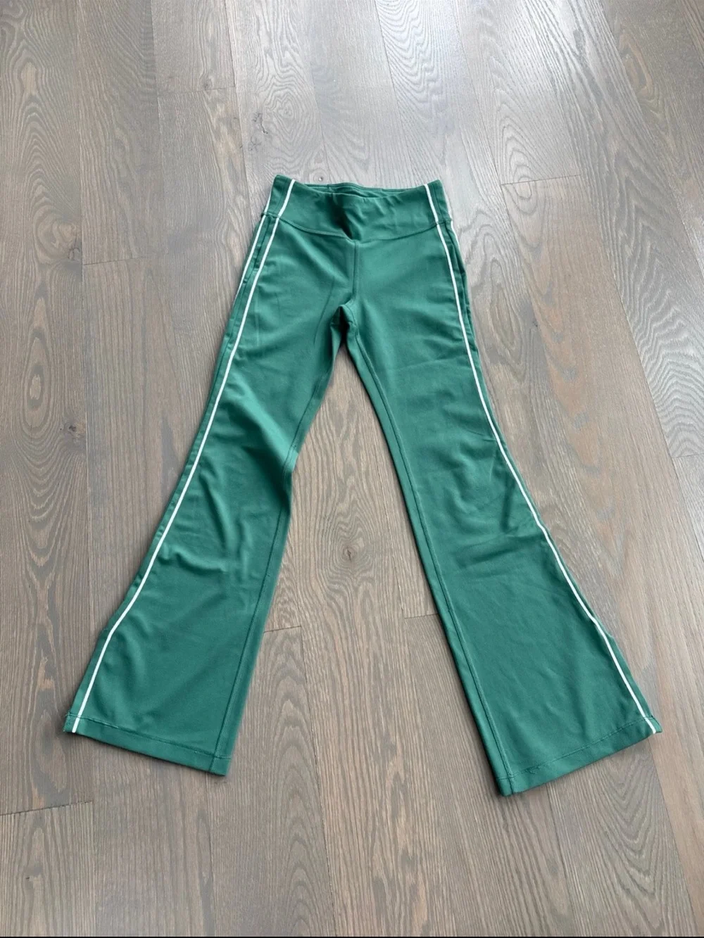 Athleta Girl Green Track Pants with White Stripe size 8-10